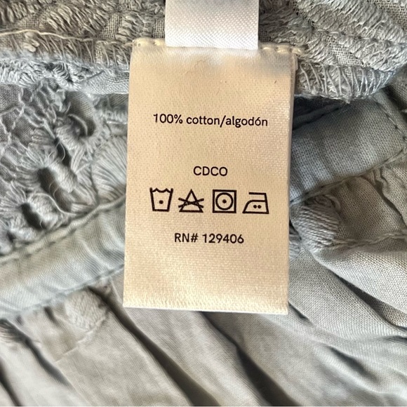 Venus Women’s Blue Boho Embroidered Eyelet Peplum Ruffle Blouse Crop Top Size 6 - Picture 6 of 6